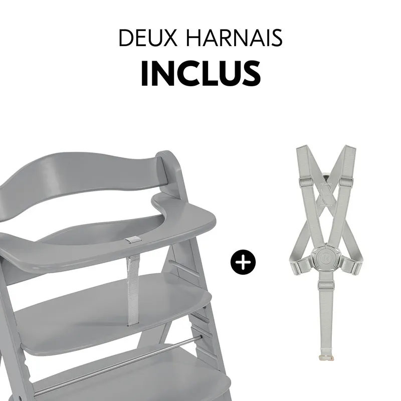 Chaise-haute Alpha+ + Transat Alpha Bouncer 2en1 + Tablette Grise - 0m+-13