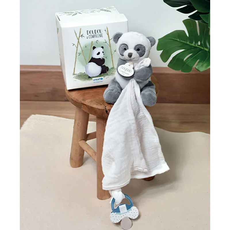 Doudou attache-sucette Panda Unicef - 12cm-3