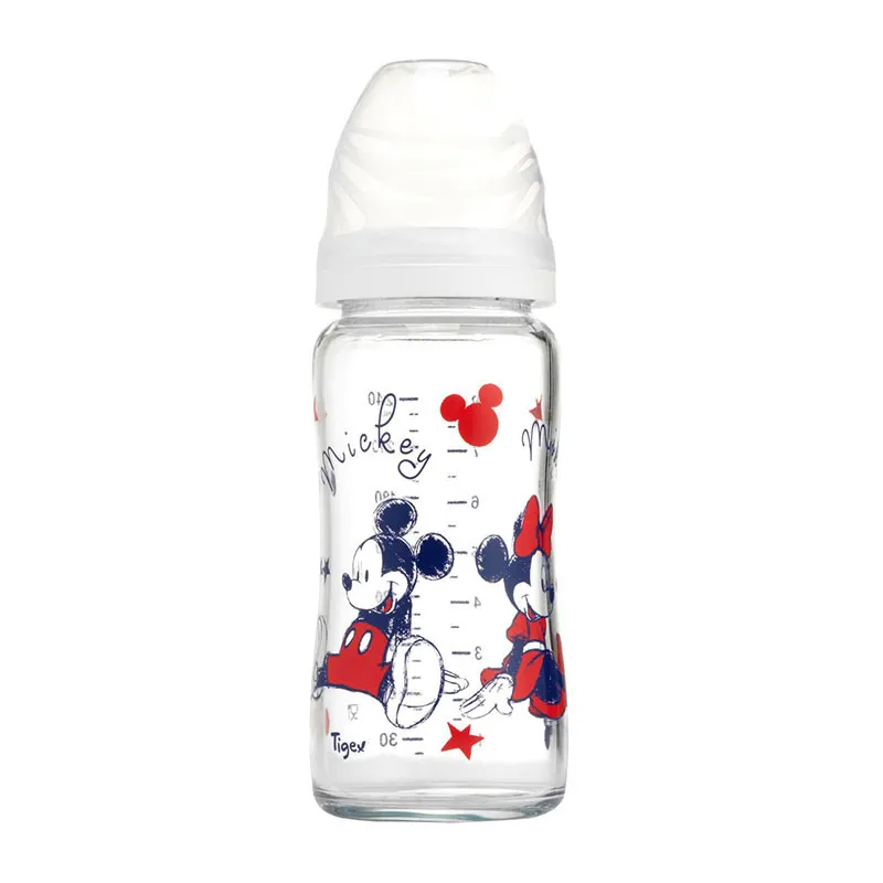Biberon col large Verre 3 Vitesses Mickey/Minnie - 240ml-0