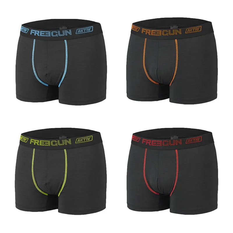 4 Boxers Homme AKTIV Freegun - Noir-1
