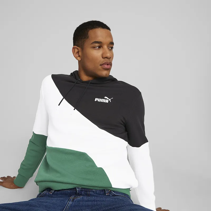 Sweat à capuche Homme Power Cat Puma - Vert/Blanc/Noir-0