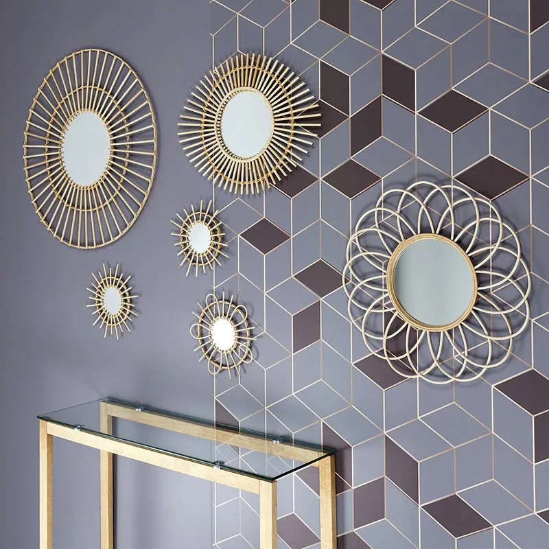 3 Miroir en rotin Marron - 28x33cm-2