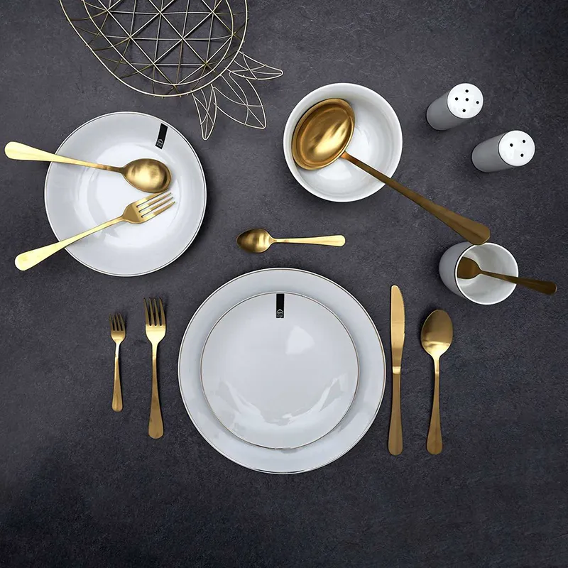 2 Assiettes liseré Blanc/Doré - Ø20cm-4