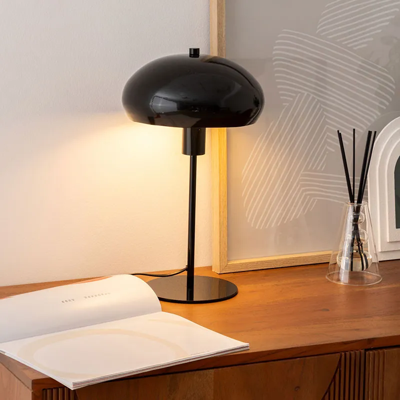 Lampe à poser Champignon Savio Métal Noir - ø22x38cm-6