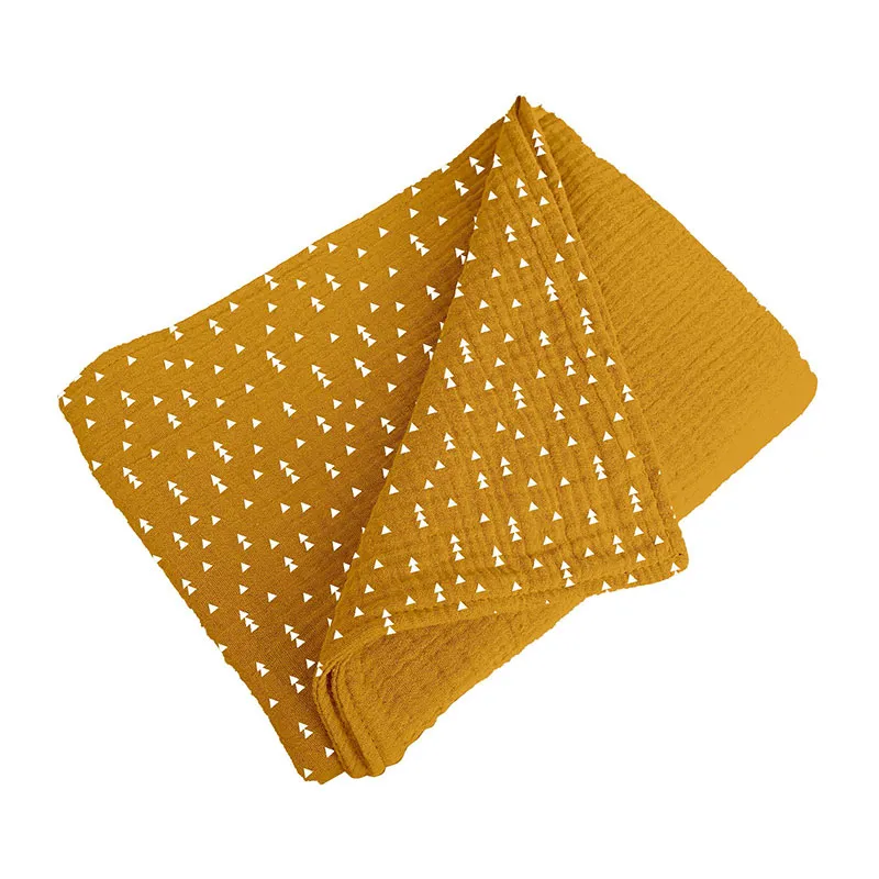 Couverture Gaze de coton Moutarde - 75x75cm-0