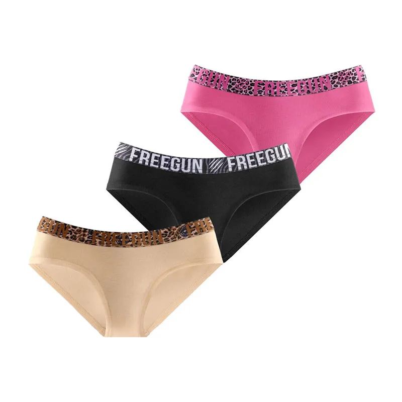 3 culottes femme en coton Bestial - Noir/Rose/Beige/Marron-0