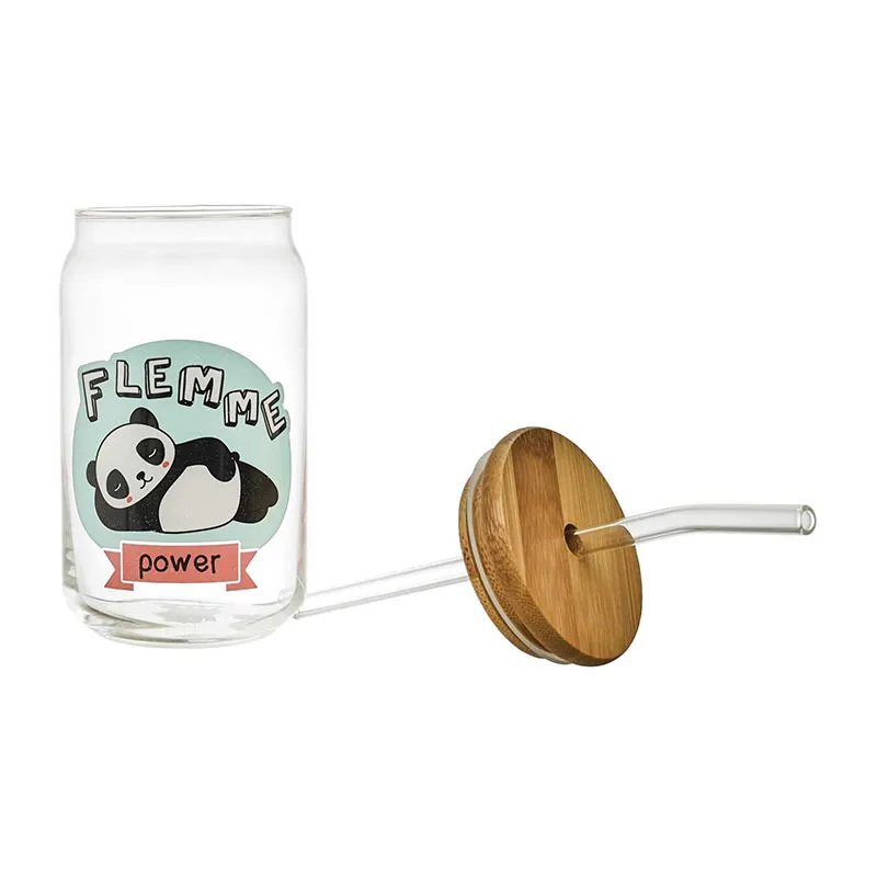 Verre + Couvercle Bambou Kawaii Aléat. - 45cl-2