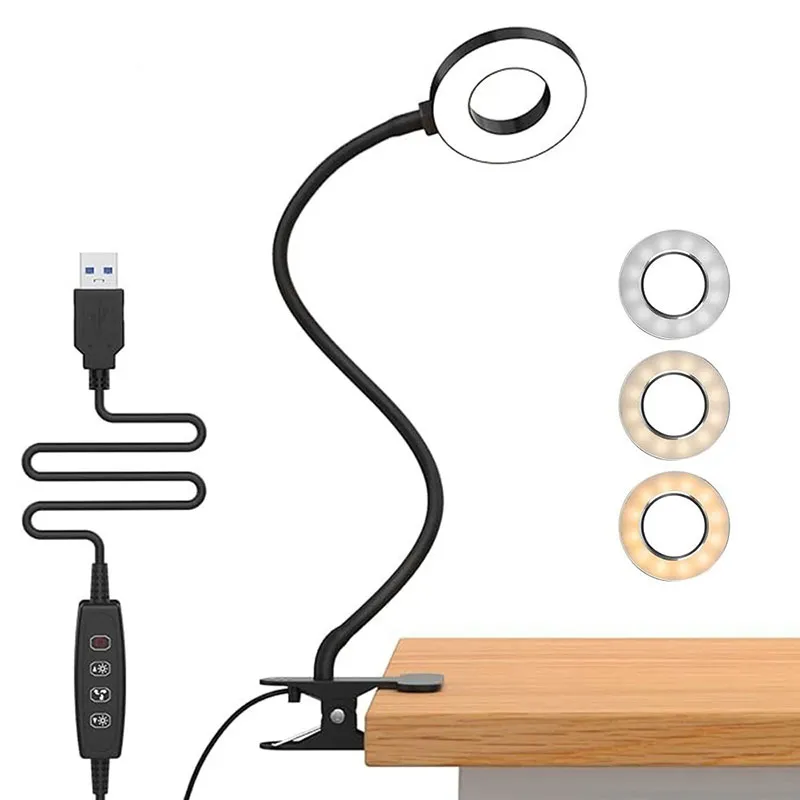 Lampe de bureau LED à pince - Noir-7