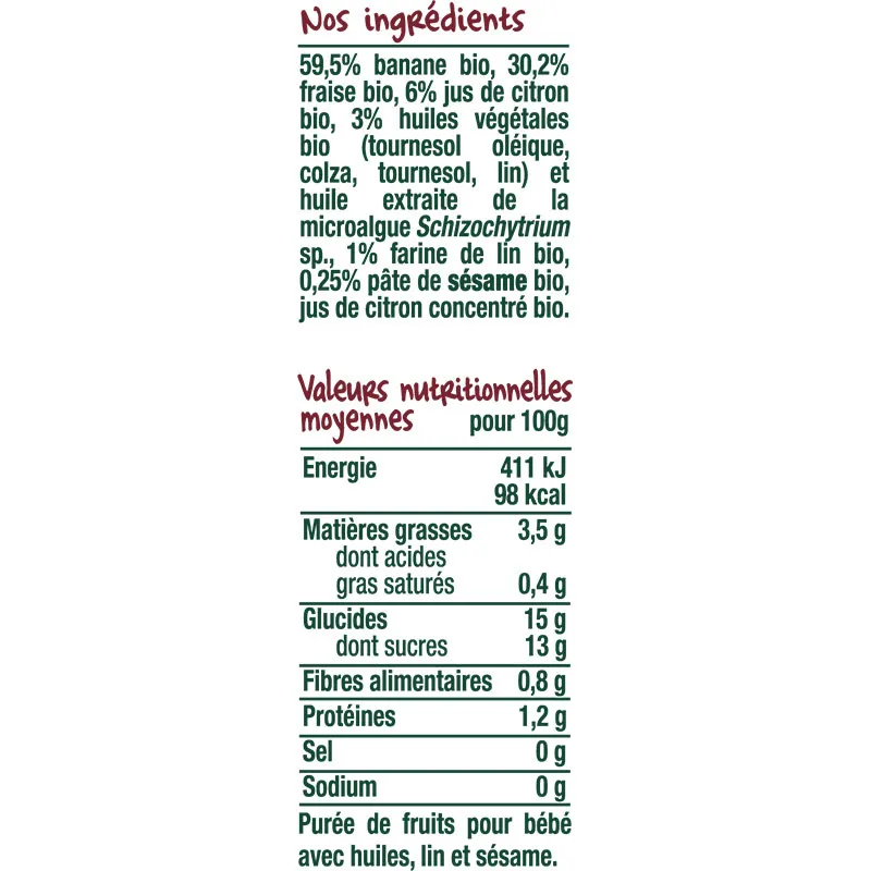 5x70g Gourdes petit déj Fraise BIO - 6m+-3