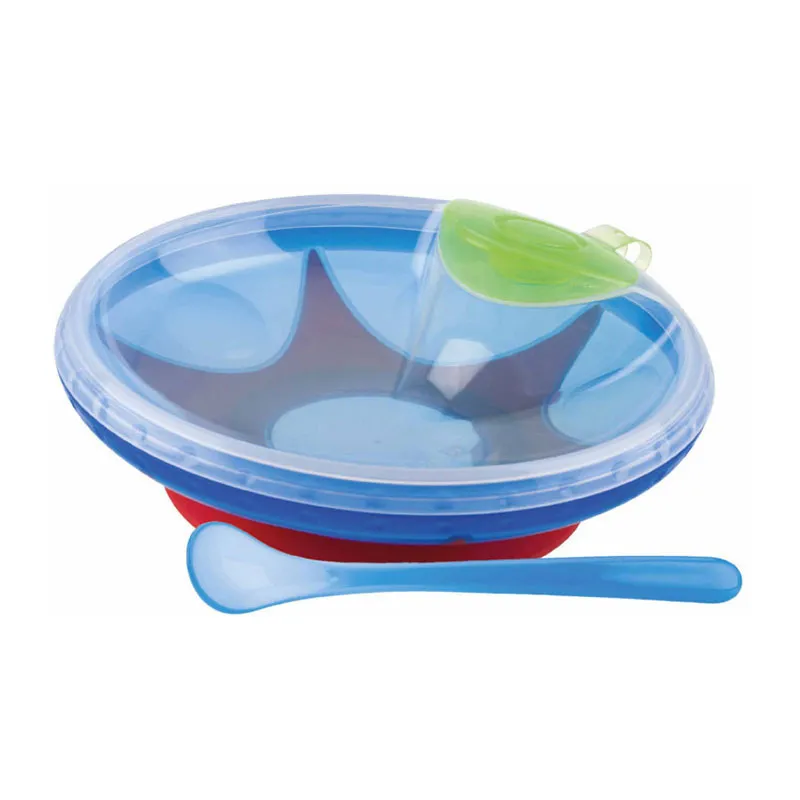 Assiette anti-dérapante silicone 400 ml Bleu - 9m+-0