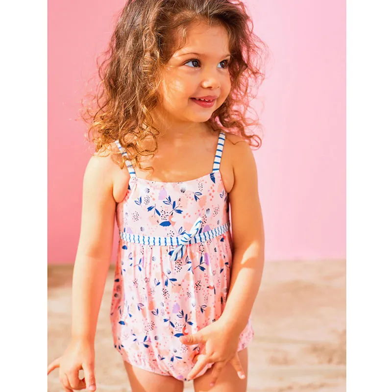 Maillot de bain 1pc. anti-fuite Fleurs - Rose/Bleu-7