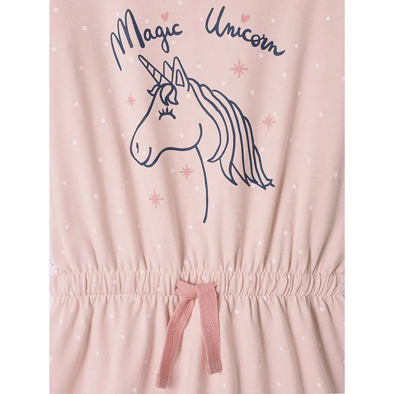 Chemise de nuit fille licorne - Rose Pâle-2