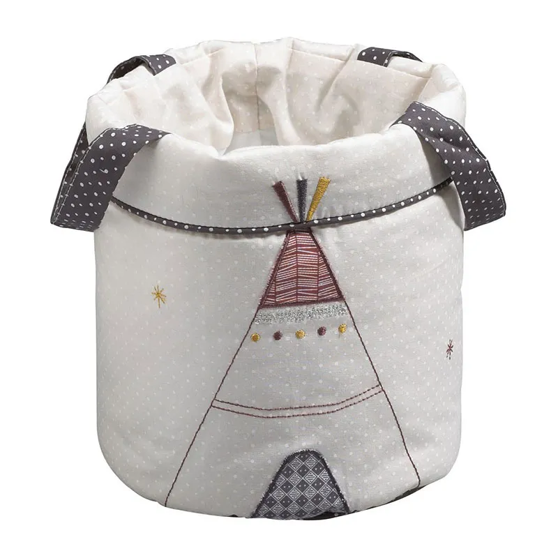 3 Paniers Gigognes Timouki Blanc/Beige - 21x18x18cm-1