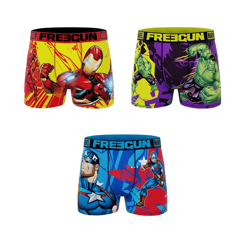 3 Boxers Homme Marvel - Orange/Jaune/Vert/Bleu-0