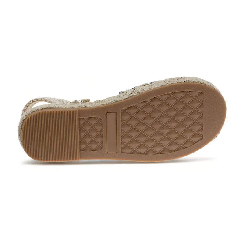 Sandales espadrille rayée - Bleu-1