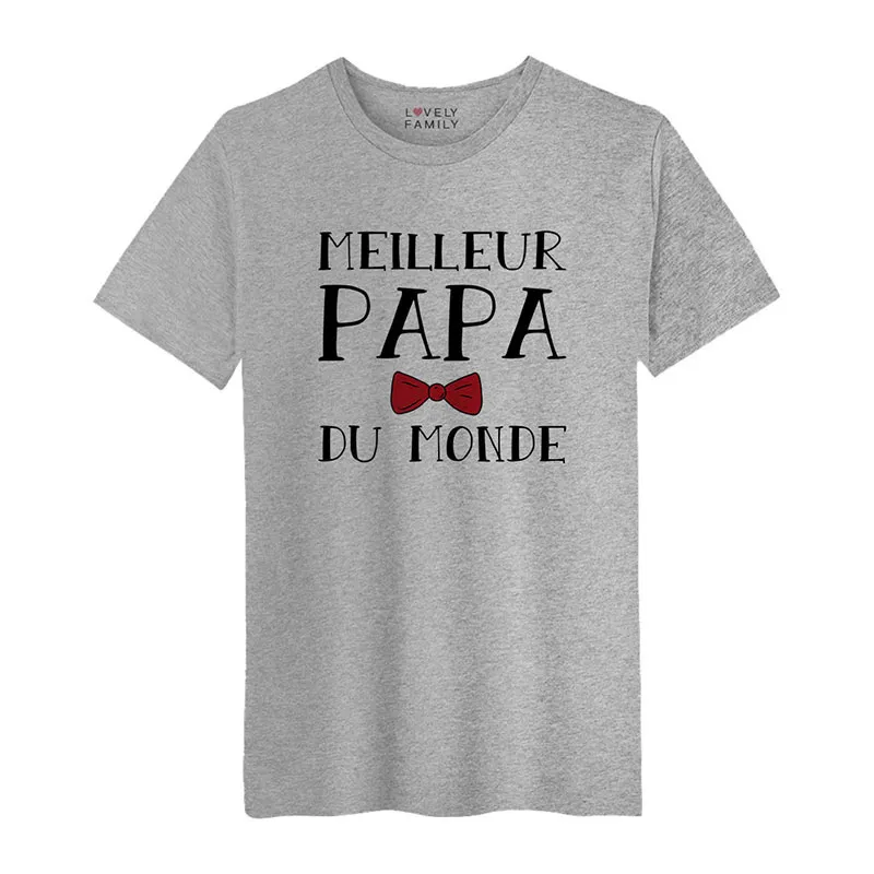 T-shirt Meilleur papa du monde BIO - Gris Chiné-0