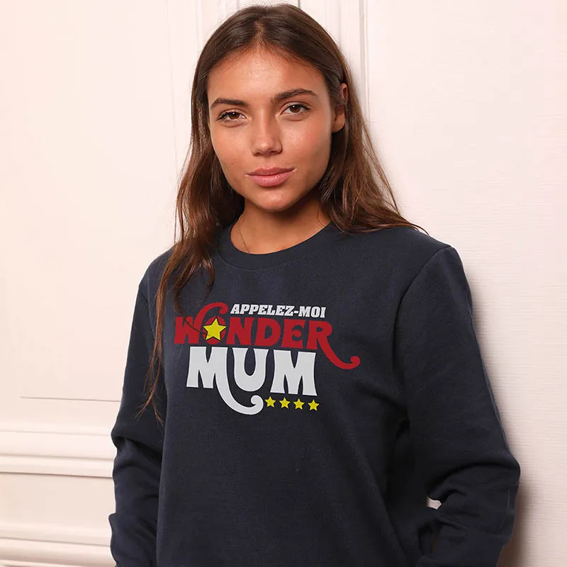 Sweat Femme Appelez-moi wonder mum - Navy-0
