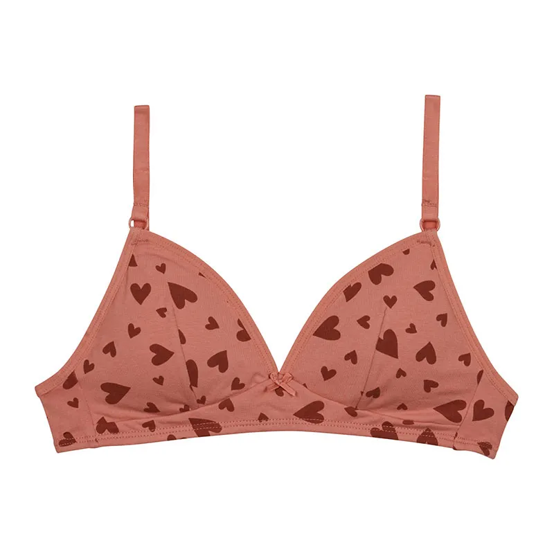 Soutien-gorge triangle Coton Les Pockets Coeurs Fille - Vieux Rose-0