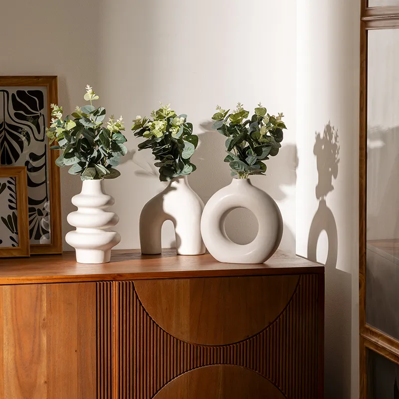Composition Florale eucalyptus Suza + vase céramique Aléat. - 20x6,5x37cm-1