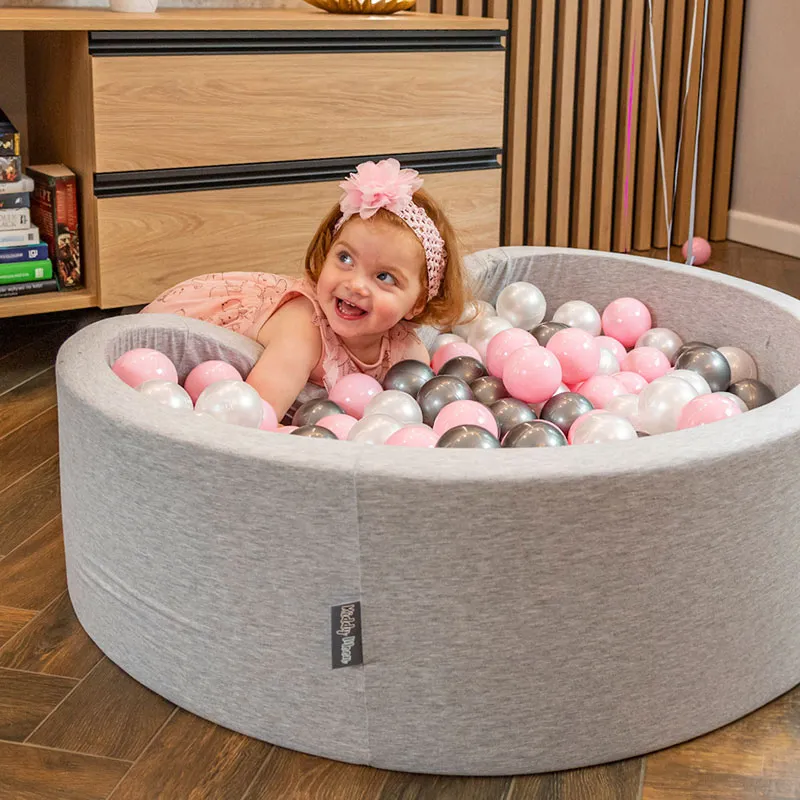 Piscine balles rond Gris/Perle/Rose + 200b. - 90x30cm-4