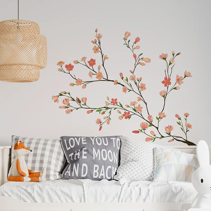 Stickers - Branches de fleurs Rose-0