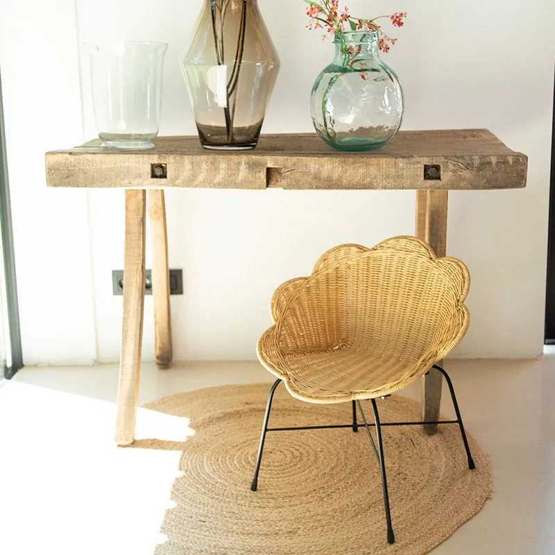 Chaise Fleur Enfant en Rotin - 51x45x55cm-0
