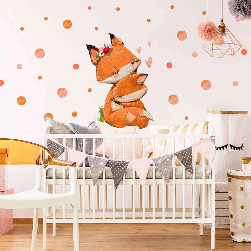 Stickers - Maman et bébé renard-0