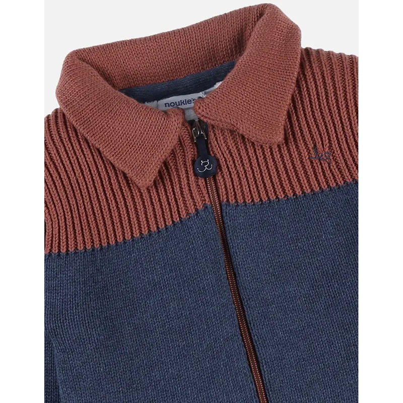 Cardigan zippé Tricoloudoux - Marine/Marron-2
