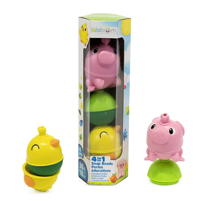 Perles éducatives à assembler Cochon & Poussin 6pcs - 9m+-0