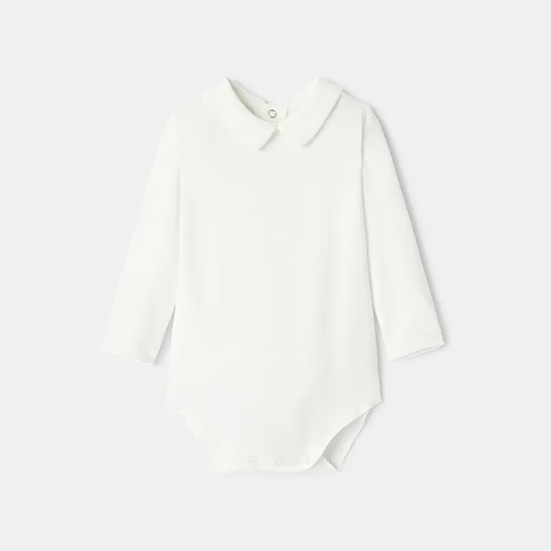 Body col polo Coton BIO Mixte - Blanc ivoire-0