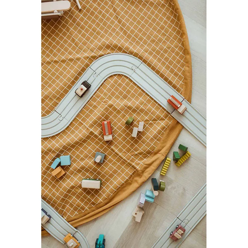 Sac à jouets 2en1 Grilles Moutarde - ø140cm-11