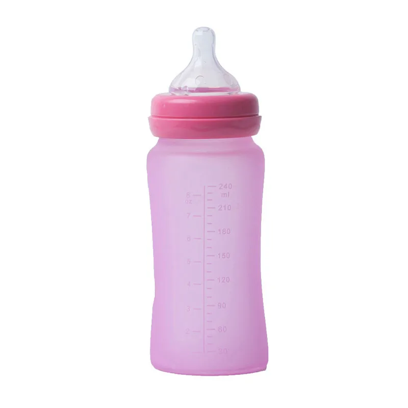 Thermo Biberon verre et silicone Rose - 240ml-1