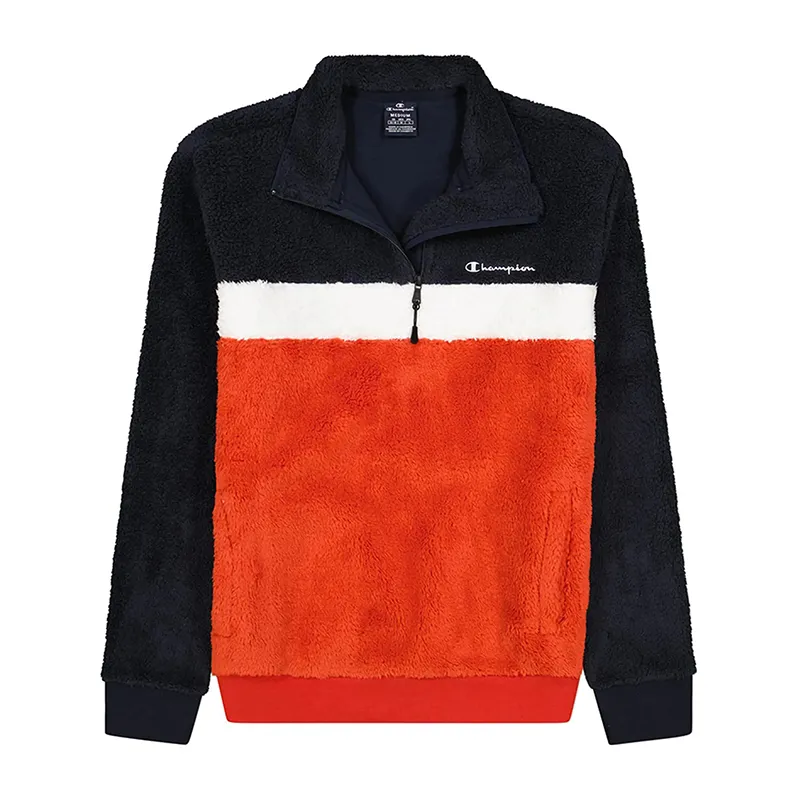 Sweat zippé Sherpa - Rouge/Marine-0