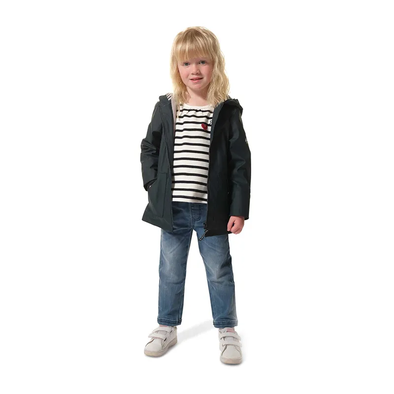 Ciré Zippé 3/4 à capuche Doublé polaire Fille - Marine-1