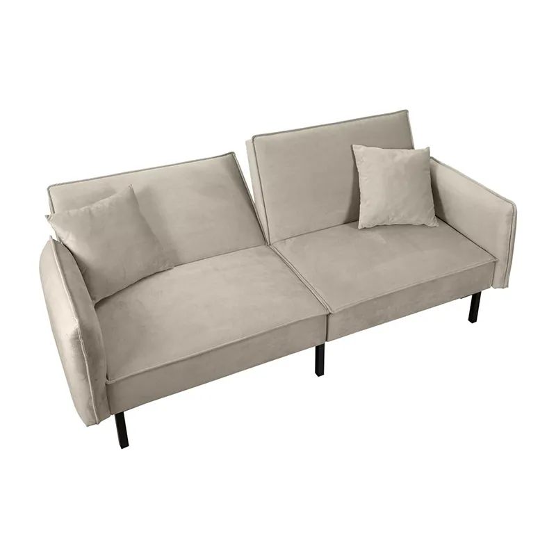Canapé convertible effet Velours Taupe - 198x90x83cm-6