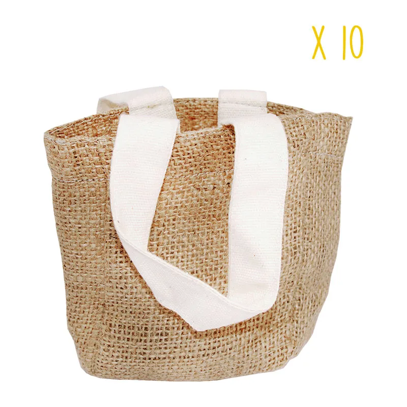 Sacs à fleurs jute à décorer 10x10cm 10pcs - 3+-0