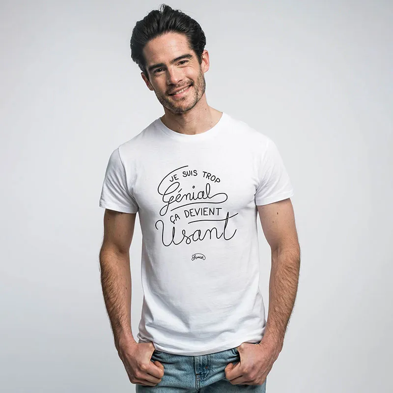 T-shirt Homme Je suis trop genial BIO - Blanc-0