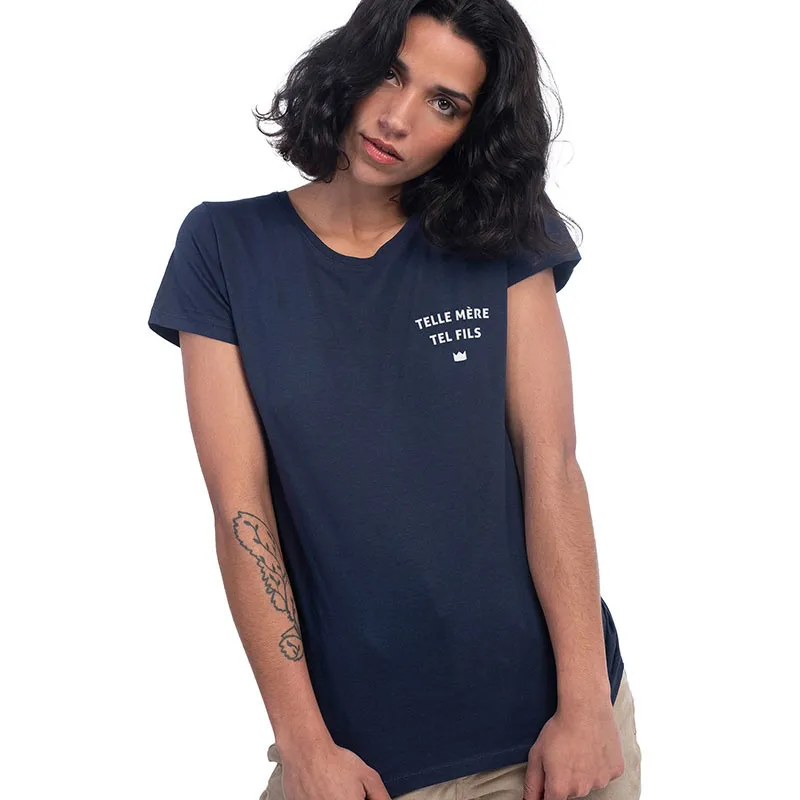 T-shirt Femme Telle mère tel fils coeur BIO - Navy-0