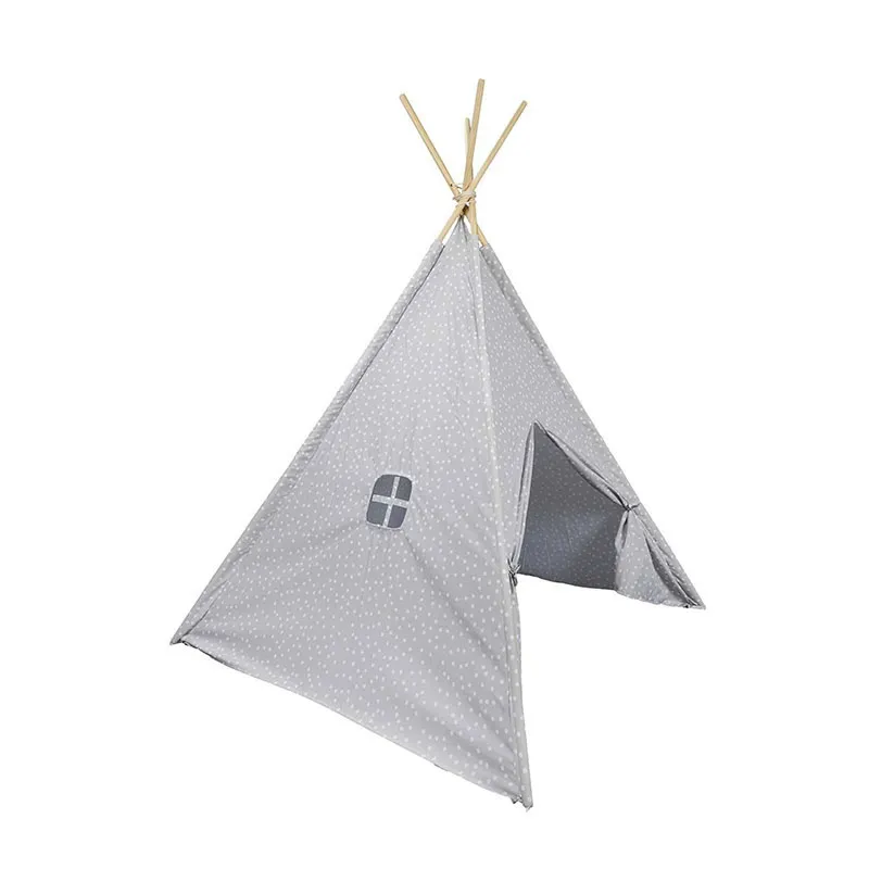 Tipi Gris Taupe/Blanc/Bois - 120x120x160cm-2