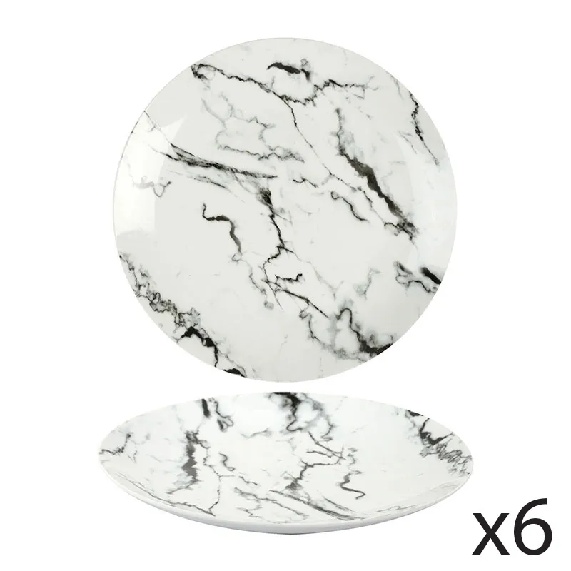 6 Assiettes effet Marbre - Ø26cm-0