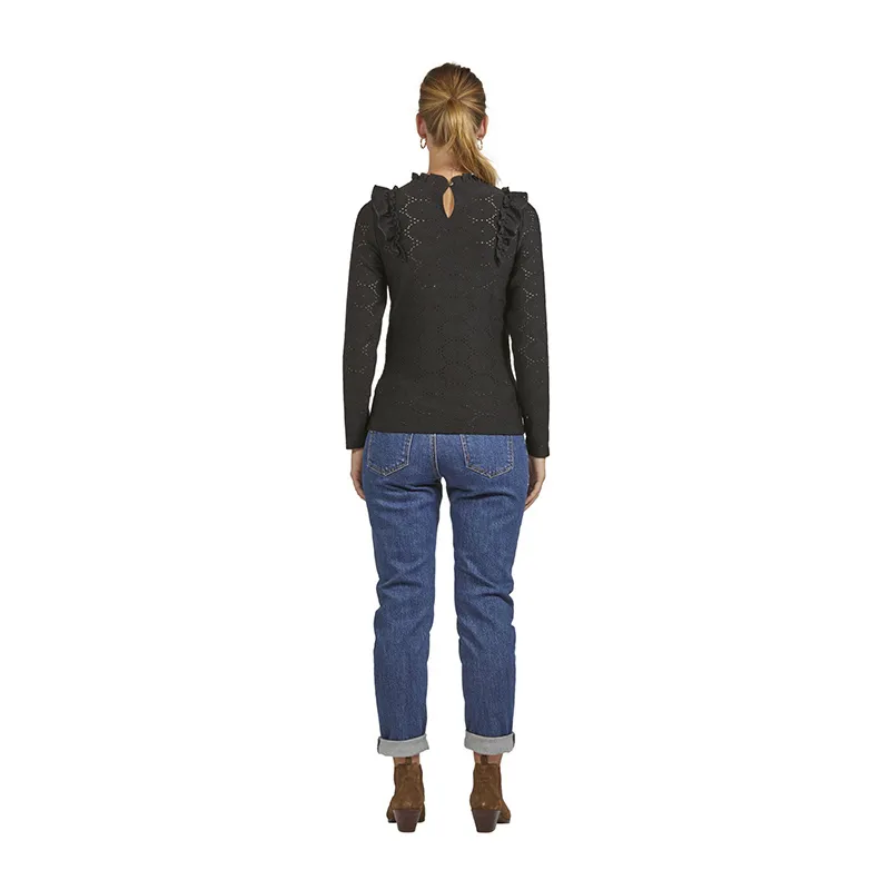 T-shirt ML de grossesse/allait Dentelle - Noir-2