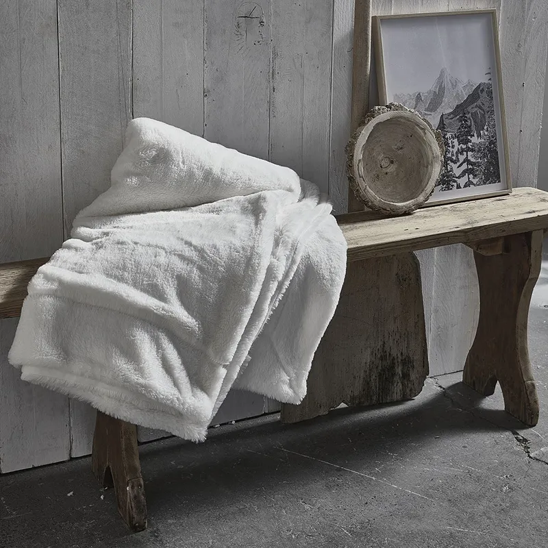 Plaid Fausse Fourrure Montagne Blanc - 125x150cm-0