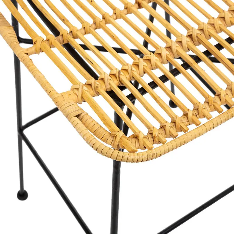 Chaise de bar Fer & Rotin - 48x43x100cm-4