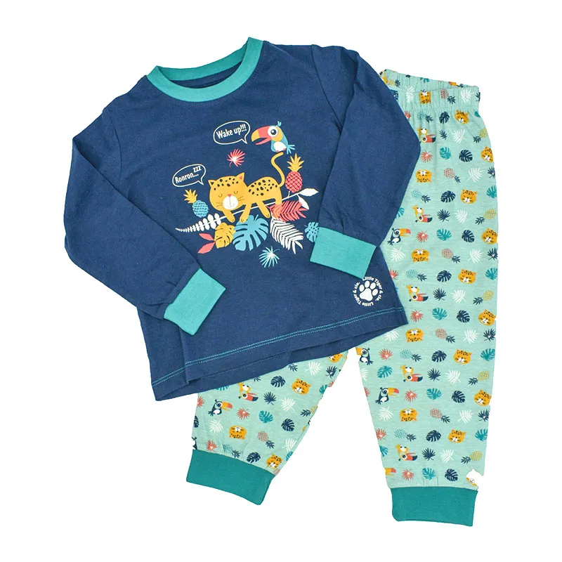 Pyjama ML Jungle Party - Marine/Turquoise-2