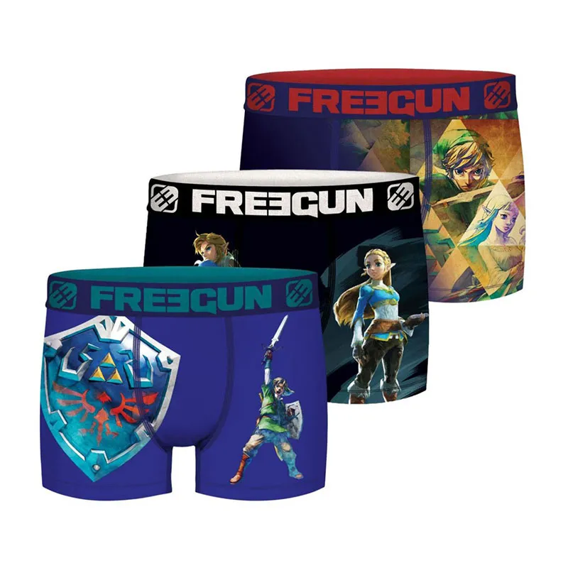 3 Boxers Homme Zelda - Noir/Bleu/Jaune-0
