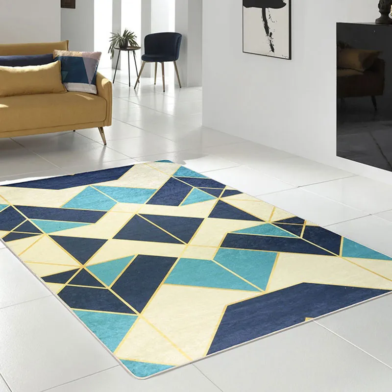 Tapis Triangle Bleu/Beige-0