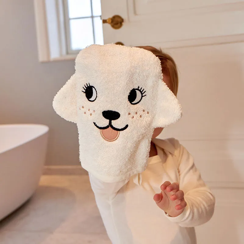 3 Gants de toilette Coton BIO Animaux - 21x15cm-1