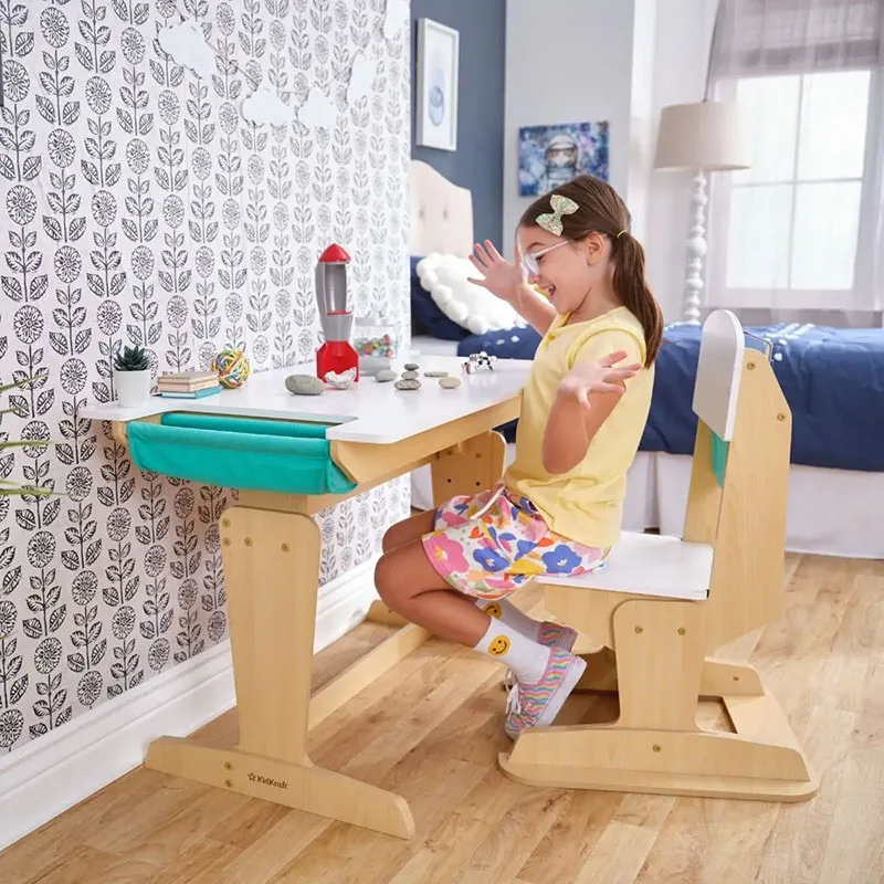 Bureau & Chaise réglables Naturel - 4+-5