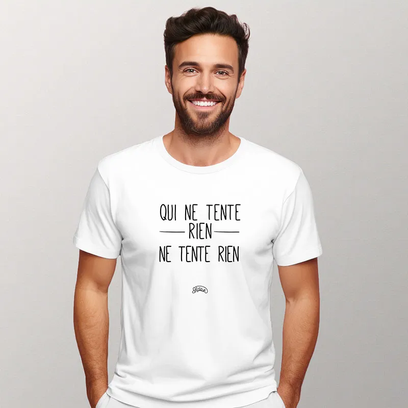T-shirt Homme Qui ne tente rien ne tente rien  BIO - Blanc-0