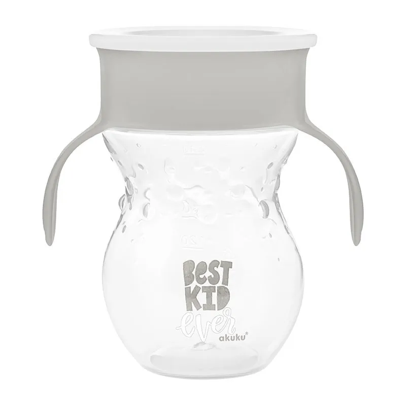 Tasse d'apprentissage 360° avec anses 270ml Gris - 12m+-0